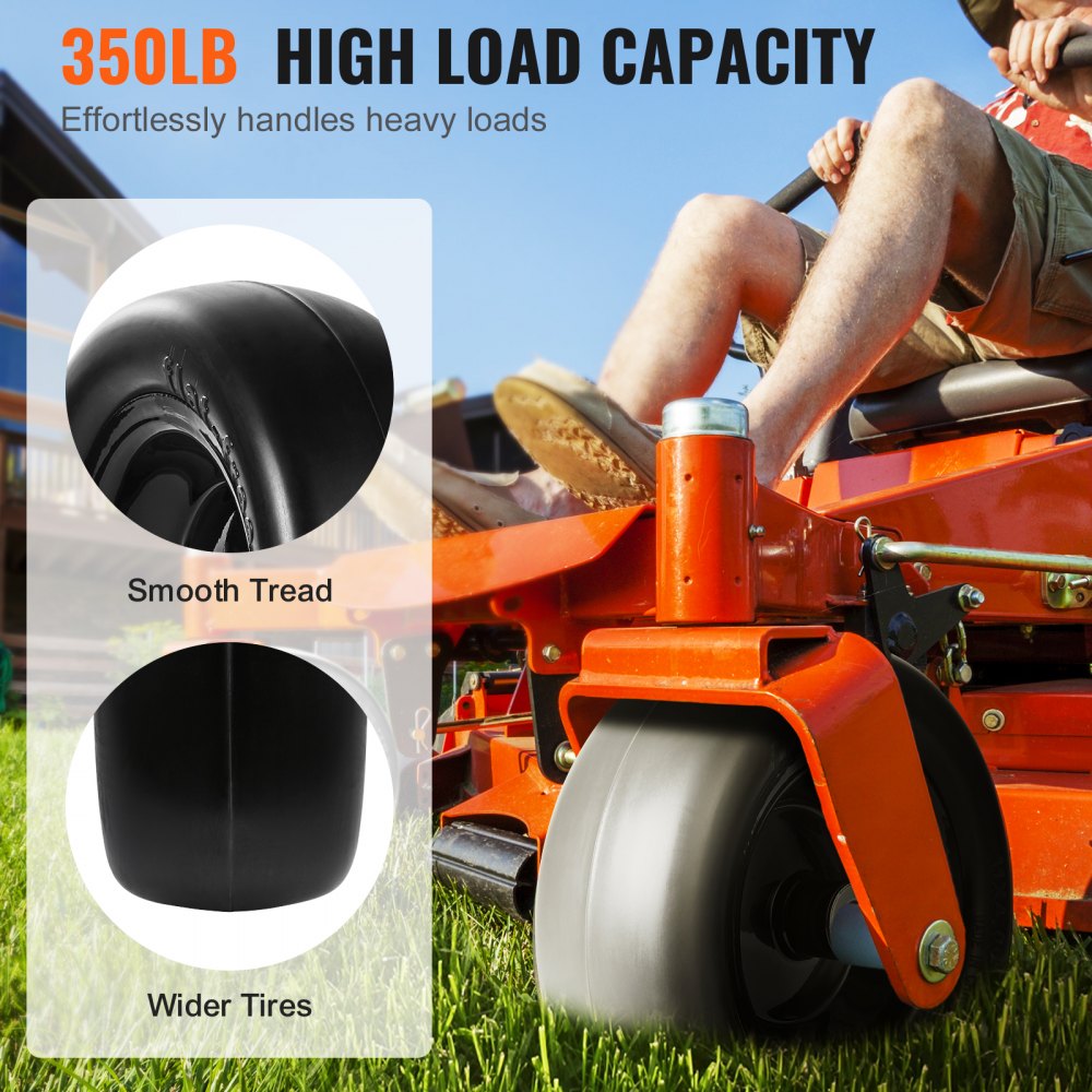 VEVOR Tubeless Mower Wheels, 11x4-5" Size, Pair of Flat-Free PU Tires on Rims, 3.4" Hub, 3/4" Bushing, Includes 20 Adapters, Suitable for Riding Mowers and Lawn Tractors