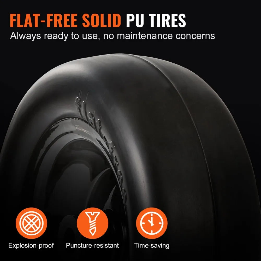 VEVOR Tubeless Mower Wheels, 11x4-5" Size, Pair of Flat-Free PU Tires on Rims, 3.4" Hub, 3/4" Bushing, Includes 20 Adapters, Suitable for Riding Mowers and Lawn Tractors