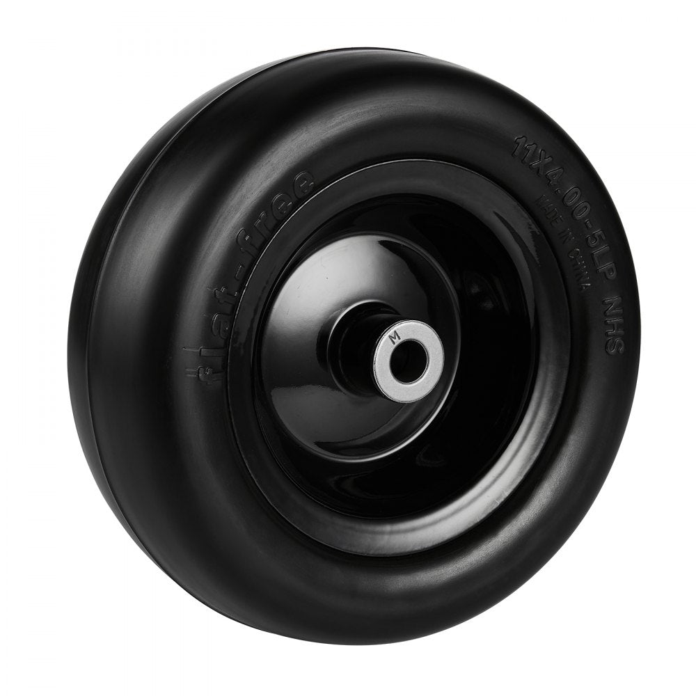 VEVOR Tubeless Mower Wheels, 11x4-5" Size, Pair of Flat-Free PU Tires on Rims, 3.4" Hub, 3/4" Bushing, Includes 20 Adapters, Suitable for Riding Mowers and Lawn Tractors