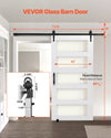 VEVOR glass barn door dimension and clearance diagram (42 in width, 7.5 ft rail)