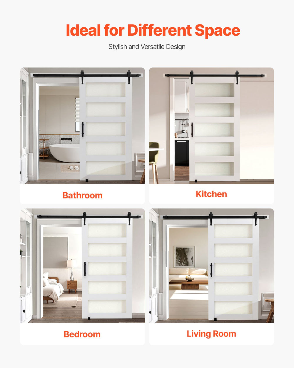 Ideal for different spaces feature graphic (bathroom, kitchen, bedroom, living room)