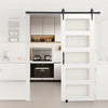 VEVOR Sliding Barn Door, 32 x 84 inch, High-Strength MDF Panel and Glass, Barn Door with Hardware Kit, Water-Proof PVC Surface, Easy to Install, H-Frame, Smoothly and Quietly Sliding for Living Room