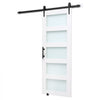 VEVOR Sliding Barn Door, 32 x 84 inch, High-Strength MDF Panel and Glass, Barn Door with Hardware Kit, Water-Proof PVC Surface, Easy to Install, H-Frame, Smoothly and Quietly Sliding for Living Room