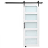 VEVOR Sliding Barn Door, 32 x 84 inch, High-Strength MDF Panel and Glass, Barn Door with Hardware Kit, Water-Proof PVC Surface, Easy to Install, H-Frame, Smoothly and Quietly Sliding for Living Room