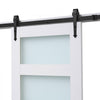 VEVOR Sliding Barn Door, 30 x 84 inch, High-Strength MDF Panel and Glass, Barn Door with Hardware Kit, Water-Proof PVC Surface, Easy to Install, H-Frame, Smoothly and Quietly Sliding for Living Room
