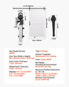 Full dimension/spec chart image (model 48HM, 48 x 84 in, thicknesses, max dimensions, rail size)