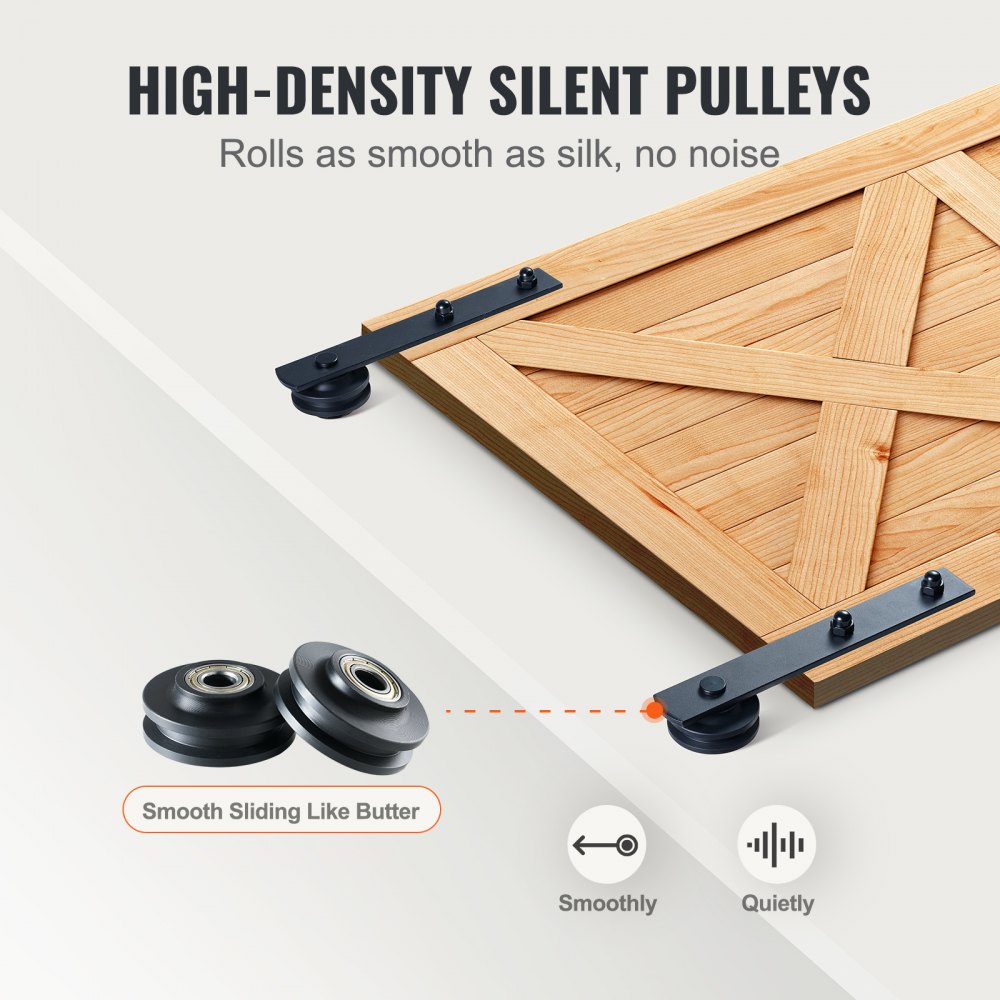 VEVOR 10FT Sliding Barn Door Hardware Kit, 330LBS Loading Heavy Duty Barn Door Track Kit for Single Door, Fit 4.6-5.2FT Wide and 1.3"-1.8" Thick Door Panel, with Smooth & Silent Pulley (I Shape)