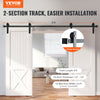 VEVOR 8FT Sliding Barn Door Hardware Kit, 330LBS Heavy Duty Barn Door Track Kit for Double Doors, Fit 3.7-4.3FT Total Wide and 1.3"-1.8" Thick 2 Door Panel, with Smooth & Silent Pulley (I Shape)