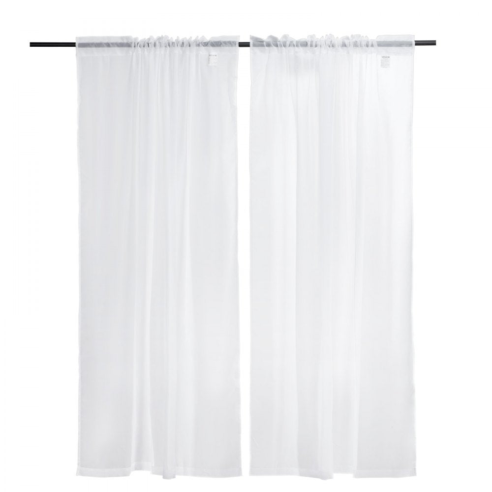 VEVOR Sheer Curtains, 84 inches Long, 2 Panels Set Sheer White Curtains, Each 52" W x 84" L, Dual Rod Pocket Installation, 100% Polyester Window Drapes for Bedroom, Living Room, Balcony, Yard