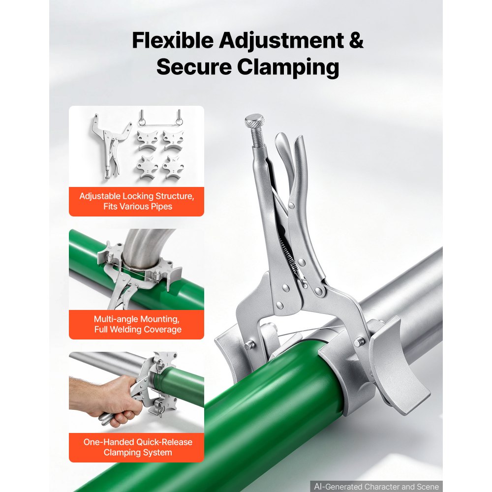 VEVOR Pipe Welding Clamp, Welders 3rd Hand for 1.5", 2", 3", 4" Pipes, Portable Butt Weld Alignment Clamp, Welding Third Hand Tool, Heavy Duty Welding Plier for Industrial Pipeline Work