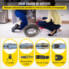 VEVOR Drain Cleaning Cable 100 FT x 3/8 Inch, Solid Core Steel Sewer Cable with 4 Cutter for 2" to 4" Pipes, Sewer Auger Cleaner Cable for Sink, Floor Drain, Toilet