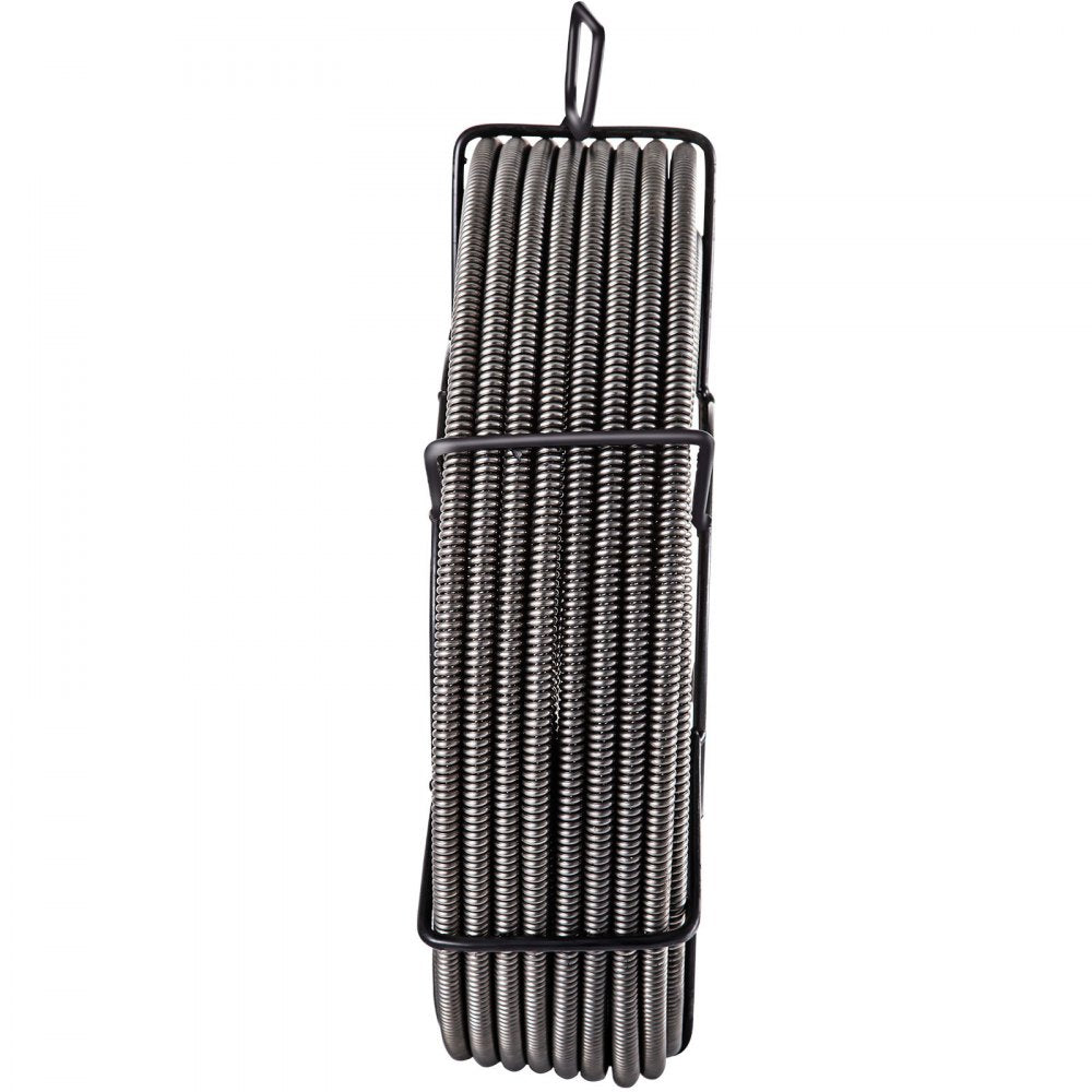 VEVOR Drain Cleaning Cable 100 FT x 3/8 Inch, Solid Core Steel Sewer Cable with 4 Cutter for 2" to 4" Pipes, Sewer Auger Cleaner Cable for Sink, Floor Drain, Toilet
