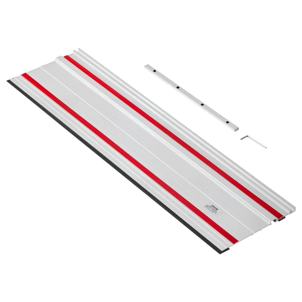 VEVOR Track Saw Guide Rail, 55-Inch Cutting Range, Kit Includes 2 x 27.5 in Aluminum Extruded Guide Rails and 1 Connector, Compatible with Makita, Festool & WEN Track Saws, for Woodworking Projects