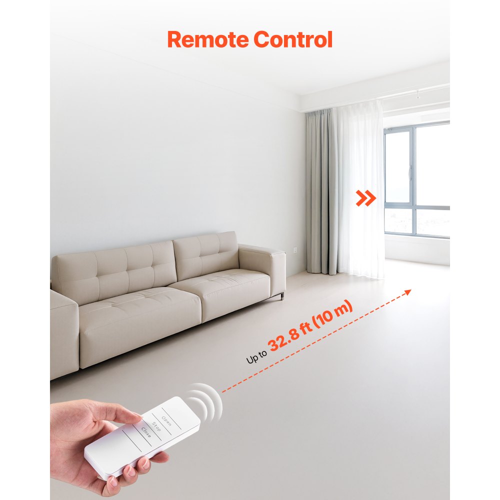 VEVOR Automatic Curtain Opener, APP and Remote Control, Hub Included, Electric Smart Curtain Opener Compatible with Alexa and Google Home, Timed Opening and Closing, Silent Mode, for Roman Rods
