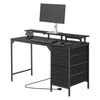 VEVOR 47" Computer Desk with LED Lights & Power Outlets, Gaming Table with 4 Large Drawers, Office Desk with Monitor Stand, Study Work Home Office, Small Spaces, Black