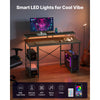 VEVOR 47" Gaming Desk with LED Lights & Power Outlets, Computer Desk with Monitor Stand & 2-Tier Storage Sheves,  Study Work for Home Office, Black