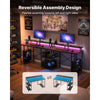 VEVOR 47" Gaming Desk with LED Lights & Power Outlets, Computer Desk with Monitor Stand & 2-Tier Storage Sheves,  Study Work for Home Office, Black