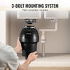 VEVOR Garbage Disposal, 1.25HP 3360RPM Continuous Feed Food Waste Disposer, 3-Bolt Mount Food Waste Grinding System with Sound Reduction, Power Cord & Splash Guard for Kitchen Sinks