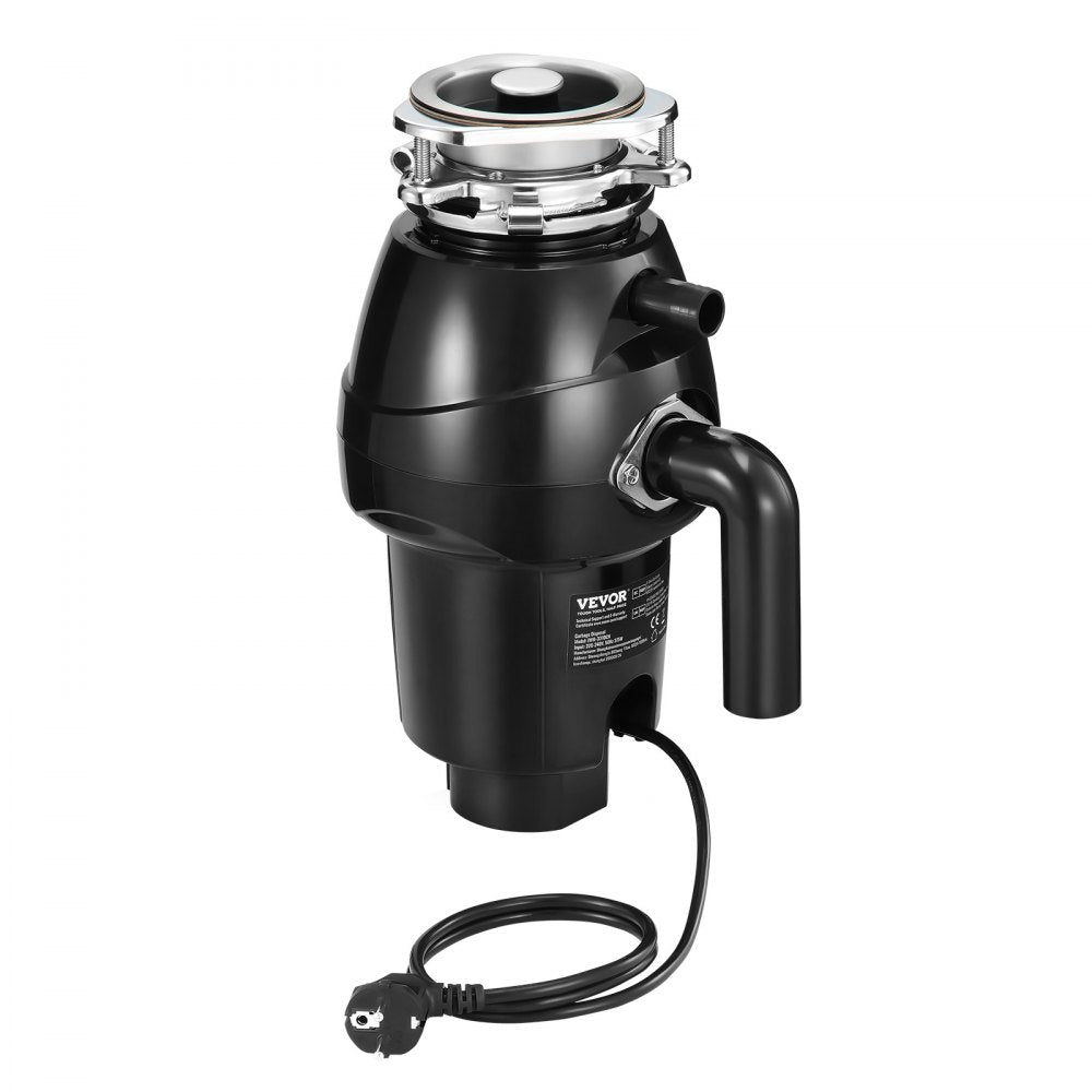 VEVOR Garbage Disposal, 1/2 HP 3450RPM Continuous Feed Food Waste Disposer, 3-Bolt Mount Food Waste Grinding System with Sound Reduction, Power Cord & Splash Guard for Kitchen Sinks
