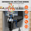 VEVOR Garbage Disposal, 3/4 HP 3260RPM Continuous Feed Food Waste Disposer, 3-Bolt Mount Food Waste Grinding System with Sound Reduction, Power Cord & Splash Guard for Kitchen Sinks