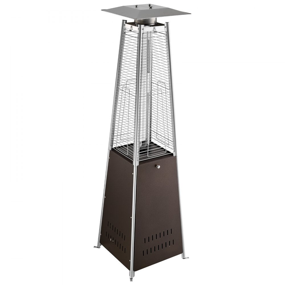 VEVOR 48000BTU Propane Patio Heater for Outdoor Use Portable with Wheels, for Party, Backyard, Home Garden, and Deck, Tip-Over Auto Shutoff, Stainless Steel Burner, Heats Up to 269 sq. ft., Bronze