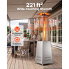 VEVOR 48000BTU Propane Patio Heater for Outdoor Use Portable with Wheels, for Party, Backyard, Home Garden, and Deck, Tip-Over Auto Shutoff, Stainless Steel Burner, Heats Up to 269 sq. ft., Silver