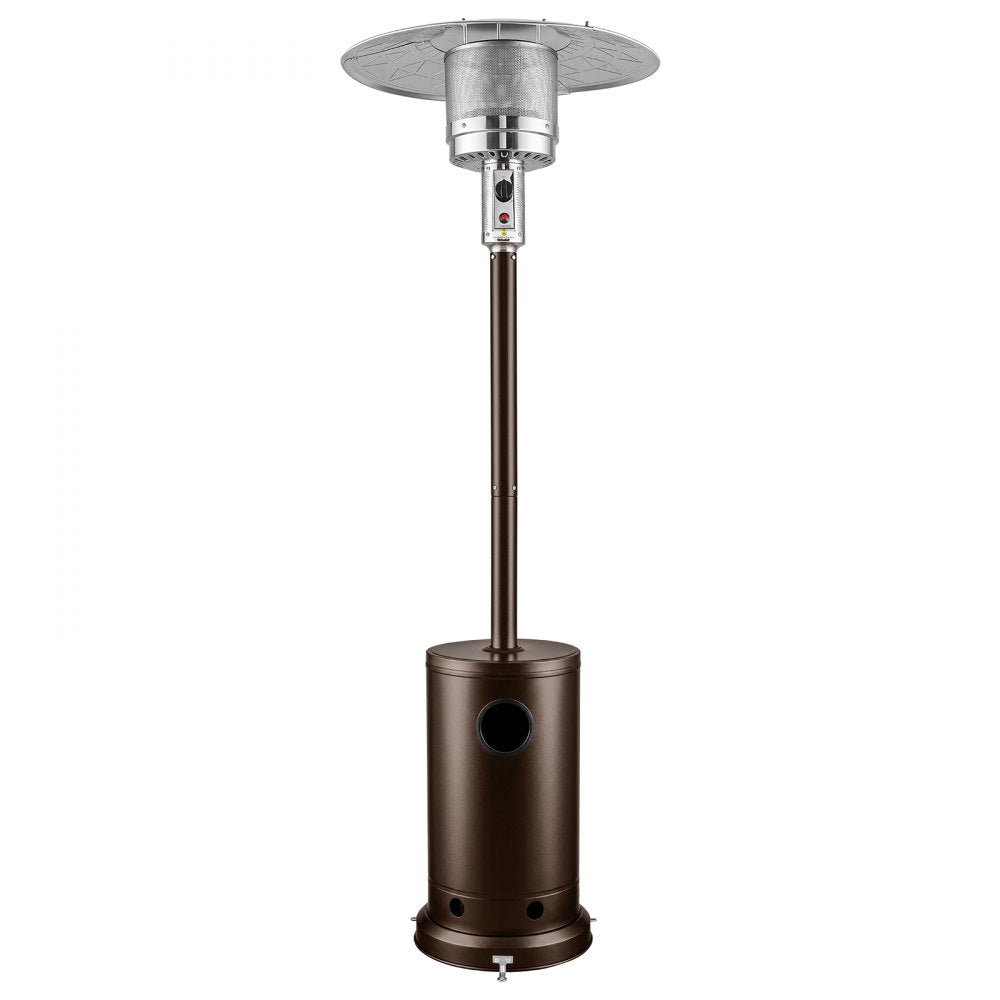 VEVOR 50000BTU Propane Patio Heater for Outdoor Use Portable with Wheels, for Party, Backyard, Home Garden, and Deck, Tip-Over Auto Shutoff, Stainless Steel Burner, Heats Up to 269 sq. ft., Bronze