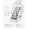 VEVOR 6-Step Rolling Warehouse Ladder, Industrial Alloy Steel Mobile Step Stair, with Handrails, Non-Slip Perforated Steps & Self-Locking Wheels, 450LBS Heavy Duty Platform Ladder for Garage Library