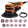 VEVOR Random Orbital Sander 5 & 6-Inch, 350W Brushless Orbital Sander, 10,000 PRM 6 Variable Speed Electric Palm Sander with 20PCS Sandpapers, Dust Connector & Hose for Woodworking Detailing Sanding