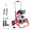VEVOR Drain Cleaner Machine 75 FT x 3/8 Inch, Sewer Snake Auger on Wheels, Manual Feed Drain Cleaning Machine with Adjustable Drum Angle, 6 Cutters & Air-activated Foot Switch for 2" to 4" Pipes