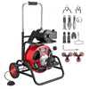VEVOR Drain Cleaner Machine 75 FT x 1/2 Inch, Auto Feed Sewer Snake Auger, Portable Drain Cleaning Machine with Climbing Wheels, Adjustable Drum, 8 Cutters & Foot Switch for 2" to 6" Pipes