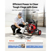 VEVOR Drain Cleaner Machine 100 FT x 3/8 Inch, Auto Feed Sewer Snake Auger, Portable Drain Cleaning Machine with Climbing Wheels, Adjustable Drum, 8 Cutters & Foot Switch for 2" to 4" Pipes