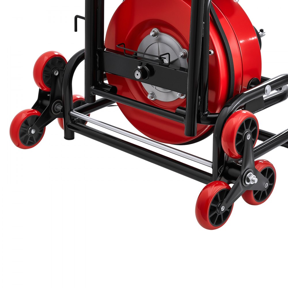 VEVOR Drain Cleaner Machine 100 FT x 1/2 Inch, Auto Feed Sewer Snake Auger, Portable Drain Cleaning Machine with Climbing Wheels, Adjustable Drum, 8 Cutters & Foot Switch for 2" to 6" Pipes