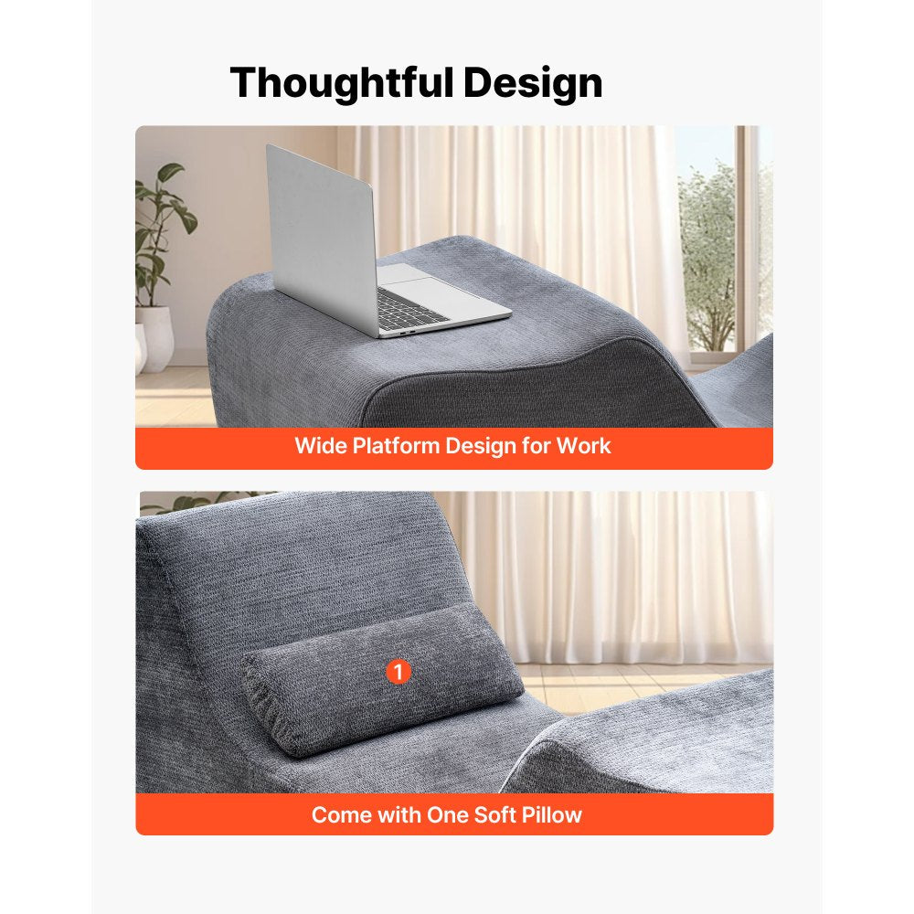VEVOR Yoga Chair Chaise, Ergonomic Chaise Lounge Chair for Yoga, Modern Boneless Curved Foam Lounge Indoor for Massage, Stretching, Relaxation, Exercise, Used in Living Room, Bedroom, Balcony, Grey