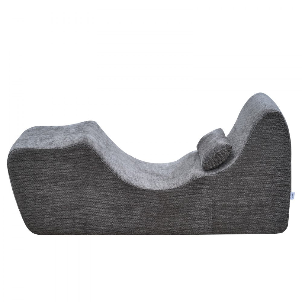 VEVOR Yoga Chair Chaise, Ergonomic Chaise Lounge Chair for Yoga, Modern Boneless Curved Foam Lounge Indoor for Massage, Stretching, Relaxation, Exercise, Used in Living Room, Bedroom, Balcony, Grey
