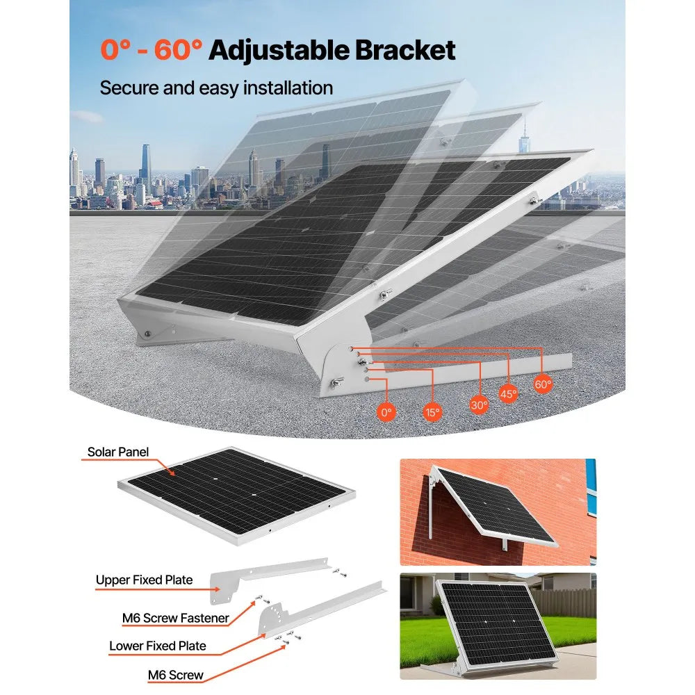 VEVOR 50W 12V Solar Battery Trickle Charger Maintainer, Mono Solar Panel Battery Charger with Upgraded MPPT Controller & Adjustable Mount Bracket, IP65 Waterproof for Car Boat RV Trailer House Roof