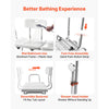 VEVOR Tub Transfer Bench for Bathtub, 400 lbs Capacity Heavy Duty Shower Chair with Arm, Backrest and Curtain Slot, Height Adjustable Shower Bench Bath Seat for Adults, Seniors, Elderly and Disabled