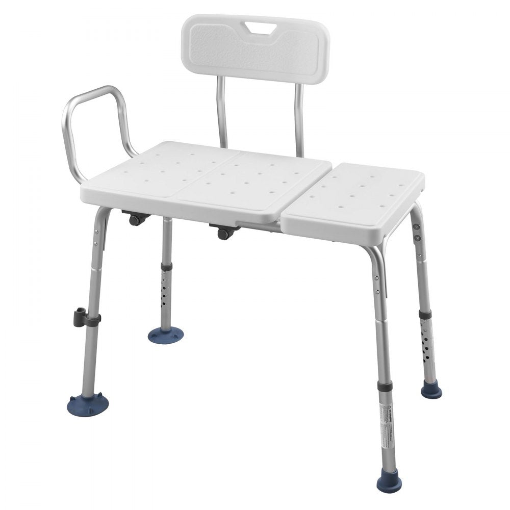 VEVOR Tub Transfer Bench for Bathtub, 400 lbs Capacity Heavy Duty Shower Chair with Arm, Backrest and Curtain Slot, Height Adjustable Shower Bench Bath Seat for Adults, Seniors, Elderly and Disabled