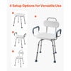 VEVOR Swivel Shower Chair with Arms and Back, 400 lbs Heavy Duty Bench Seat for Inside Shower Stall and Bathtub, Height Adjustable Bathroom Bath Tub Seat for Adults, Seniors, Elderly and Disabled