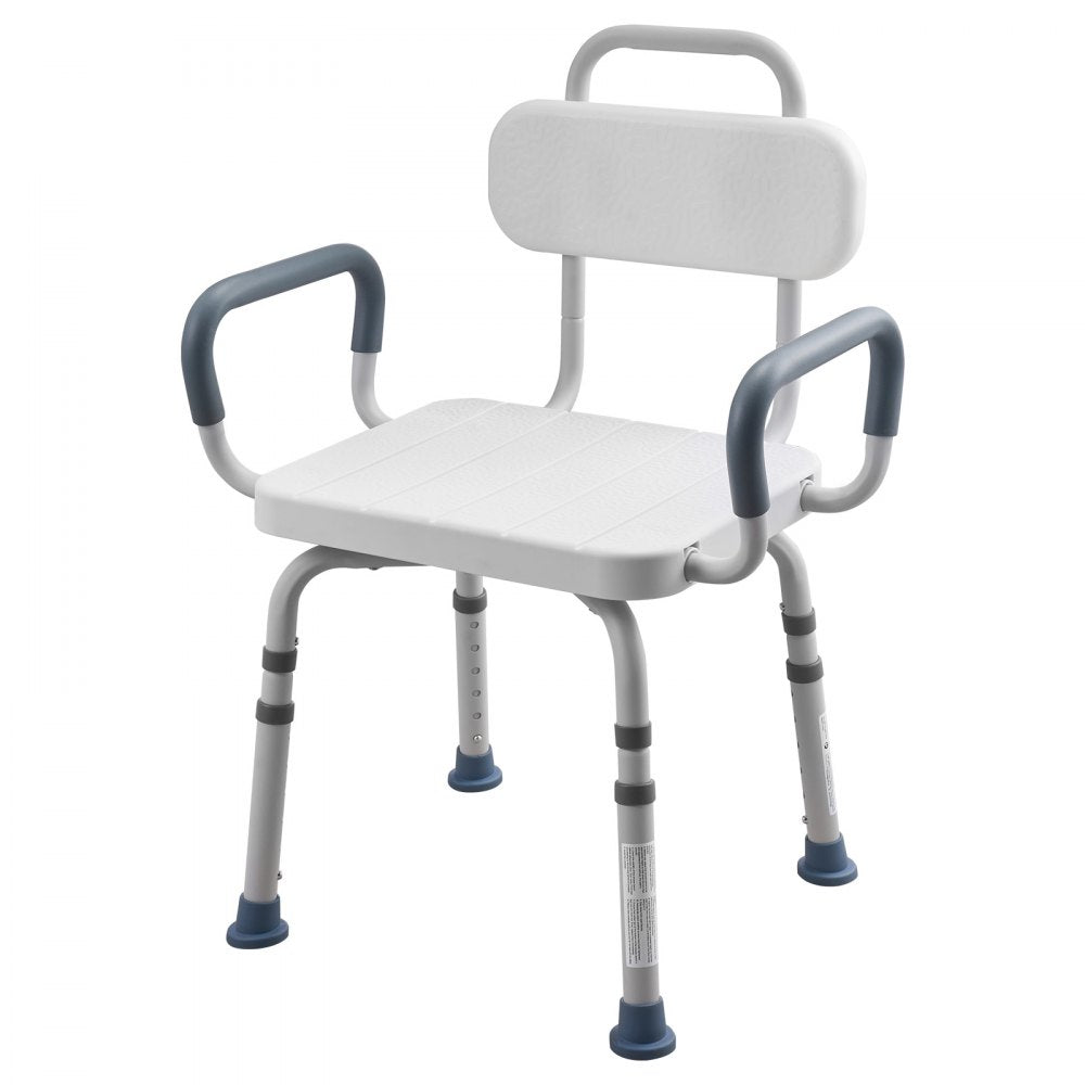 VEVOR Swivel Shower Chair with Arms and Back, 400 lbs Heavy Duty Bench Seat for Inside Shower Stall and Bathtub, Height Adjustable Bathroom Bath Tub Seat for Adults, Seniors, Elderly and Disabled