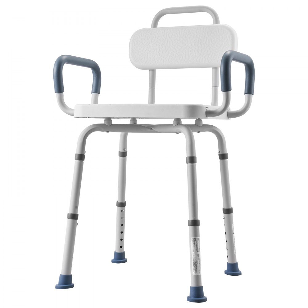 VEVOR Swivel Shower Chair with Arms and Back, 400 lbs Heavy Duty Bench Seat for Inside Shower Stall and Bathtub, Height Adjustable Bathroom Bath Tub Seat for Adults, Seniors, Elderly and Disabled