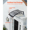 VEVOR Awnings for Door Entrance, 24 x 24 in, Exterior Front Door Window Awnings with Drainage & ABS Bracket, Rain Snow Sun Protection, Overhang Polycarbonate Door Canopy for Porch Patio, Smoky Gray
