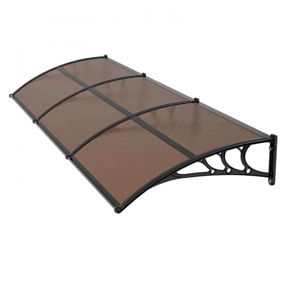VEVOR Awnings for Door Entrance, 38 x 117 in, Exterior Front Door Window Awnings with Drainage & ABS Bracket, Rain Snow Sun Protection, Overhang Polycarbonate Door Canopy for Porch Patio, Brown