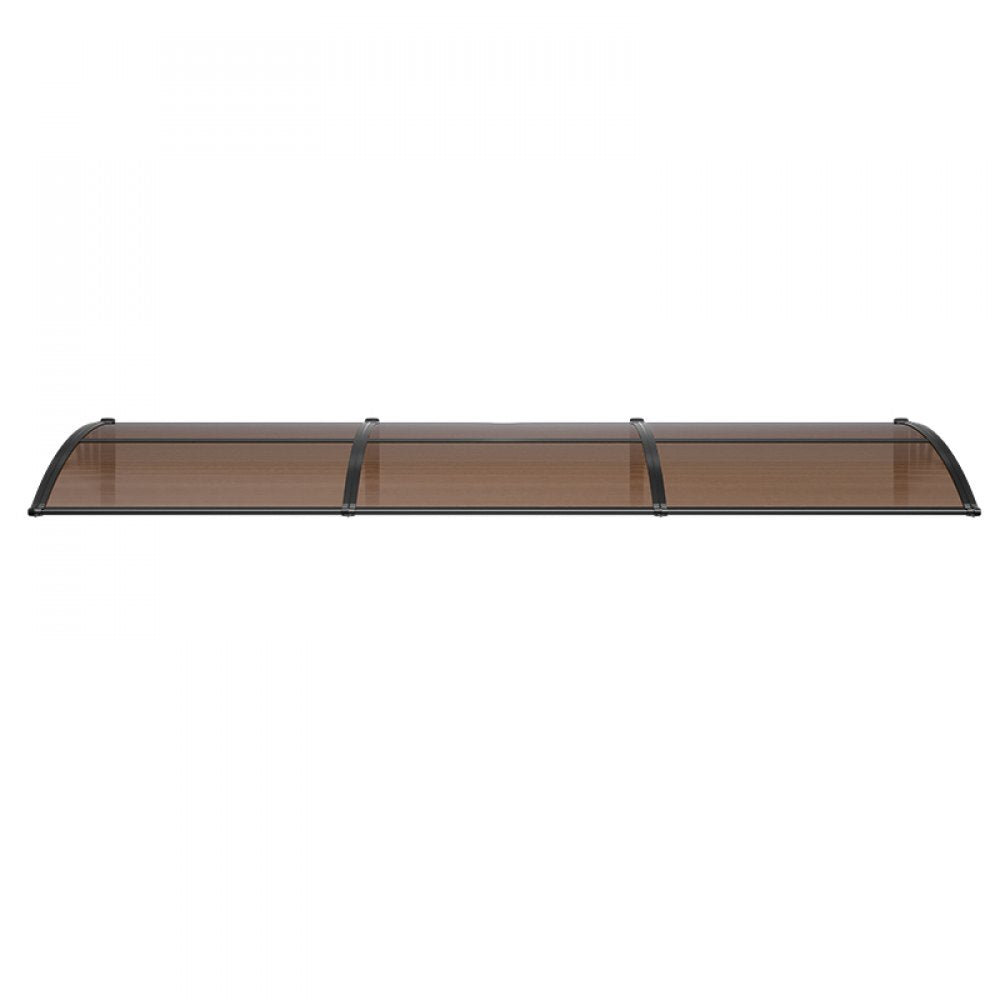 VEVOR Awnings for Door Entrance, 38 x 117 in, Exterior Front Door Window Awnings with Drainage & ABS Bracket, Rain Snow Sun Protection, Overhang Polycarbonate Door Canopy for Porch Patio, Brown