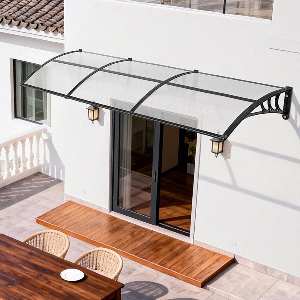 VEVOR Awnings for Door Entrance, 38 x 117 in, Exterior Front Door Window Awnings with Drainage & ABS Bracket, Rain Snow Sun Protection, Overhang Polycarbonate Door Canopy for Porch Patio, Clear