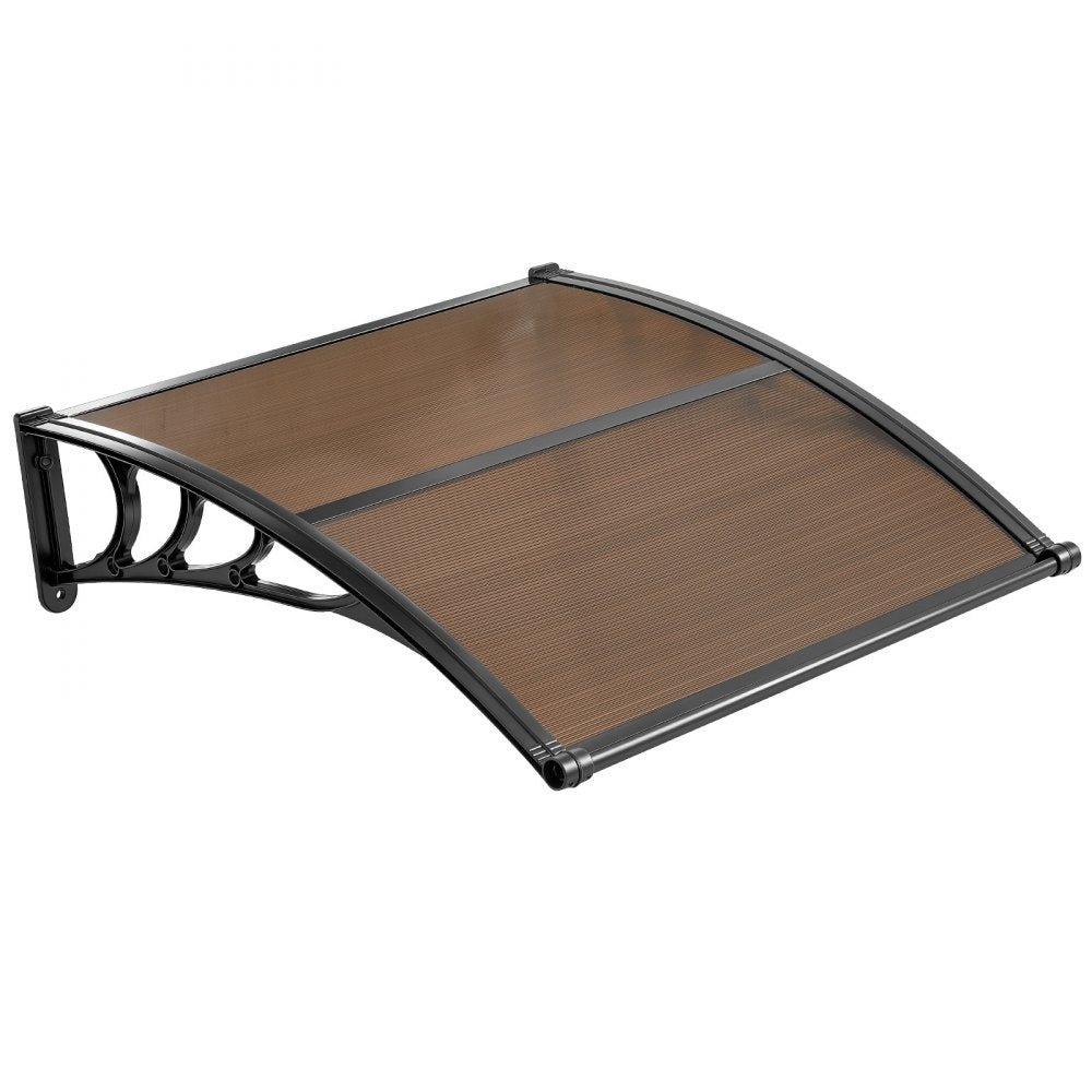 VEVOR Awnings for Door Entrance, 38 x 40 in, Exterior Front Door Window Awnings with Drainage & ABS Bracket, Rain Snow Sun Protection, Overhang Polycarbonate Door Canopy for Porch Patio, Brown