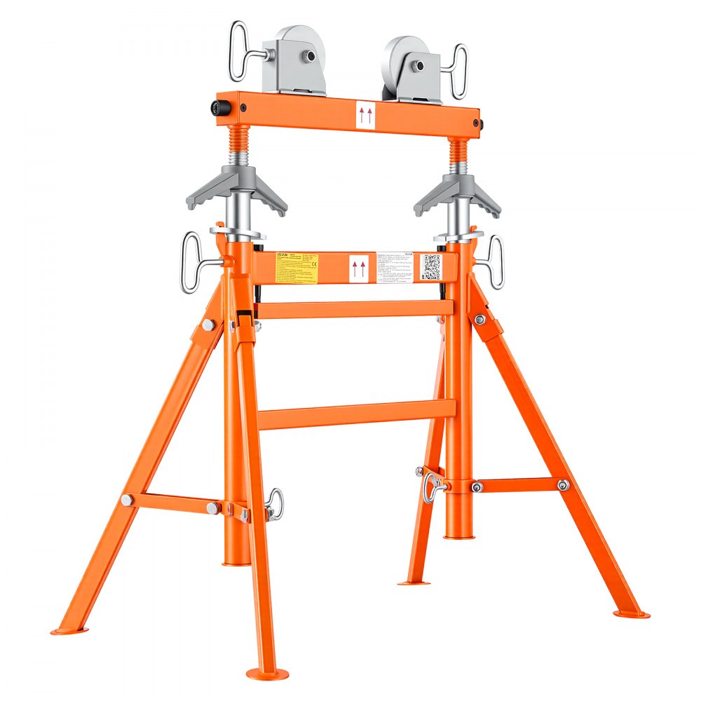 VEVOR Pipe Stand with Roller Head, Heavy Duty 2500LBS Capacity, Fits 2"-36" Pipes, 34"-52" Adjustable Height, Dual-Roller Pipe Stand, Rugged Carbon Steel Support for Welding, Fabrication & Woodworking
