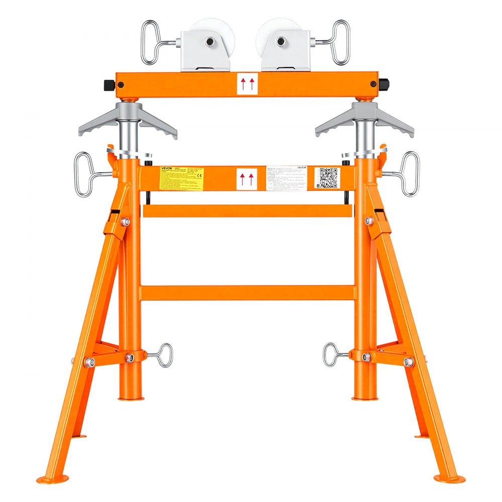 VEVOR Pipe Stand with Roller Head, Heavy Duty 2500LBS Capacity, Fits 2"-36" Pipes, 34"-52" Adjustable Height, Dual-Roller Pipe Stand, Rugged Carbon Steel Support for Welding, Fabrication & Woodworking