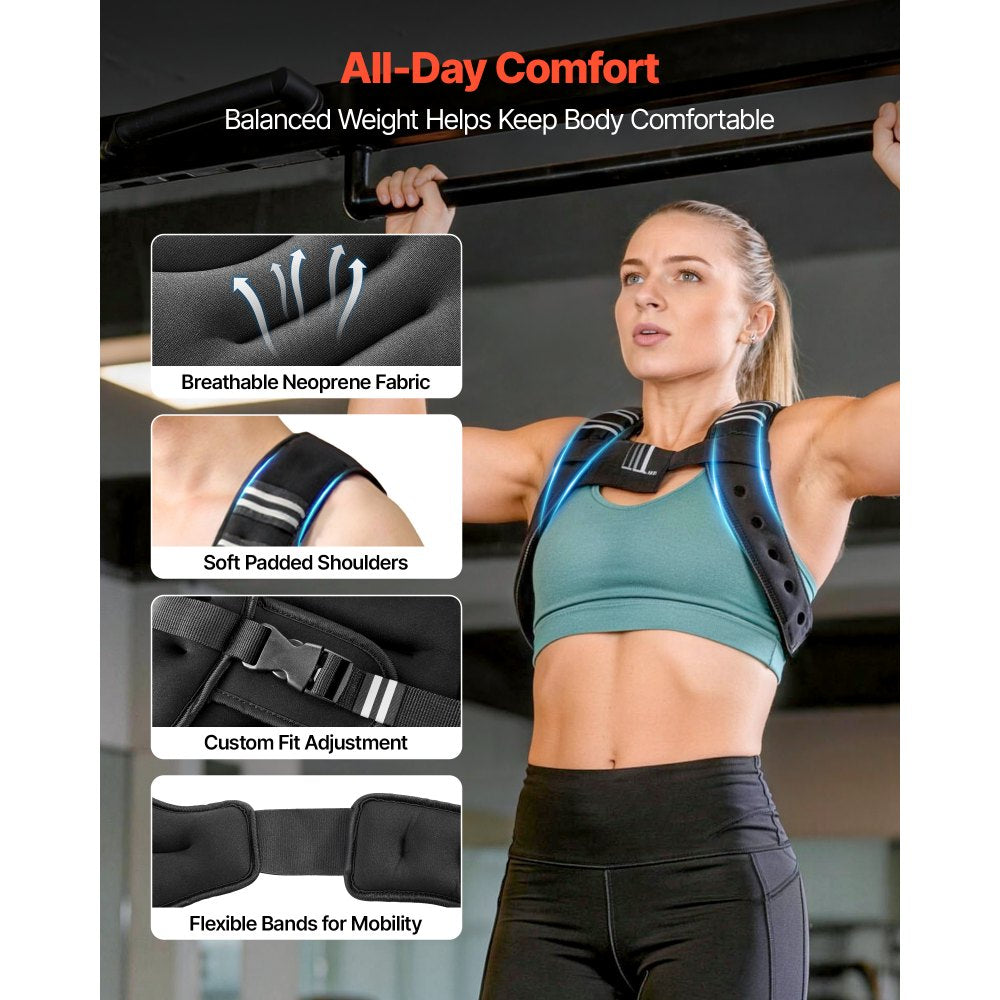 VEVOR Weighted Vest, 8 lbs Body Weight Vest for Men Women, with Reflective Stripe, Adjustable Buckle, Workout Equipment for Strength Training, Running, Jogging, Fitness, Muscle Building, Weight Loss
