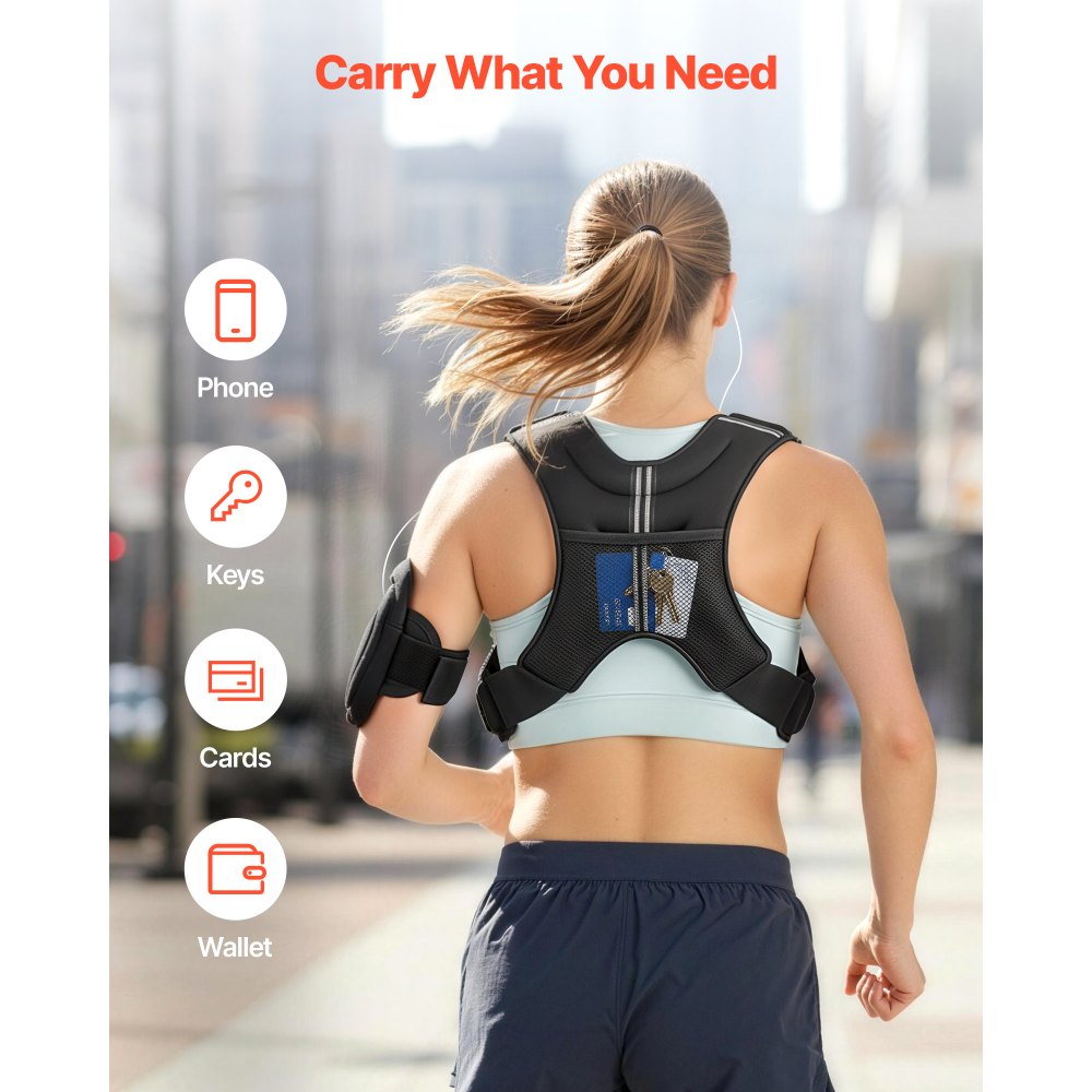 VEVOR Weighted Vest, 8 lbs Body Weight Vest for Men Women, with Reflective Stripe, Adjustable Buckle, Workout Equipment for Strength Training, Running, Jogging, Fitness, Muscle Building, Weight Loss